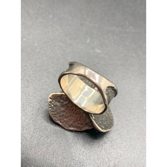 Flower And Pearl Ring Size 7 Sterling Silver High Raised Design Carved Band - Picture 6 of 8